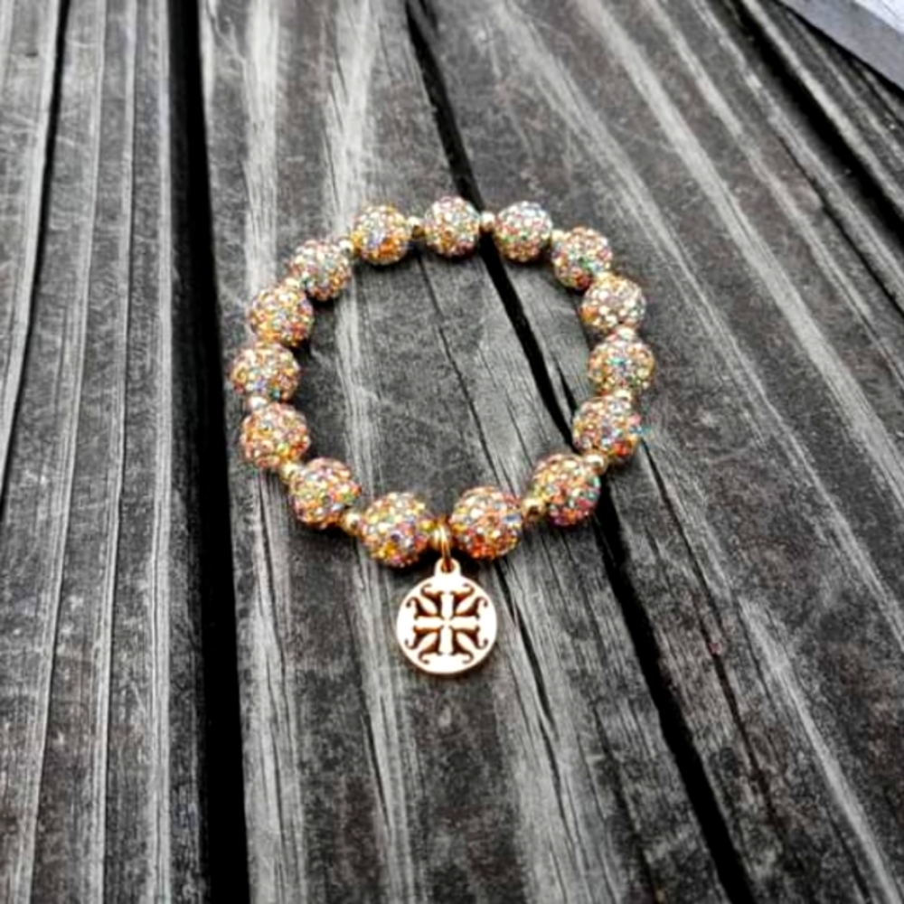 Rustic Cuff Gold Prism Kaleidoscope Bracelet